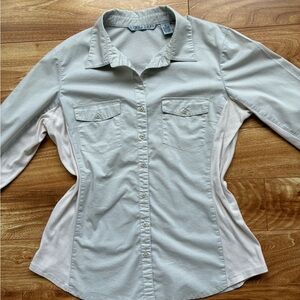 Signature by Larry Levine Tan and Cream Button-Up Shirt